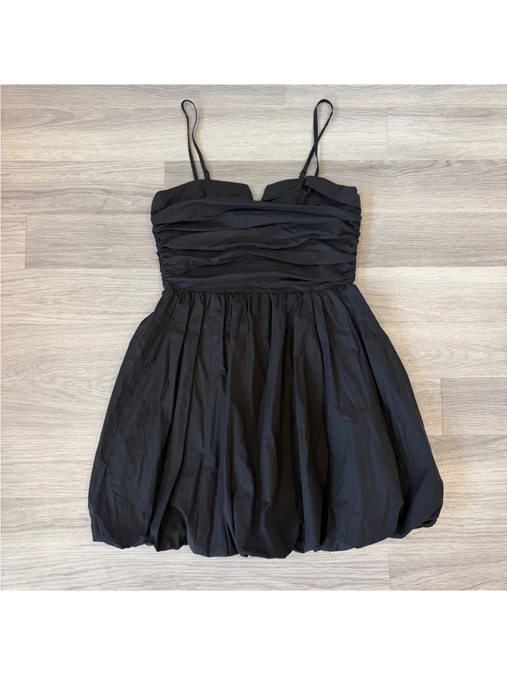 Zara Black Strap Spaghetti Bubble-Hem Mini Dress